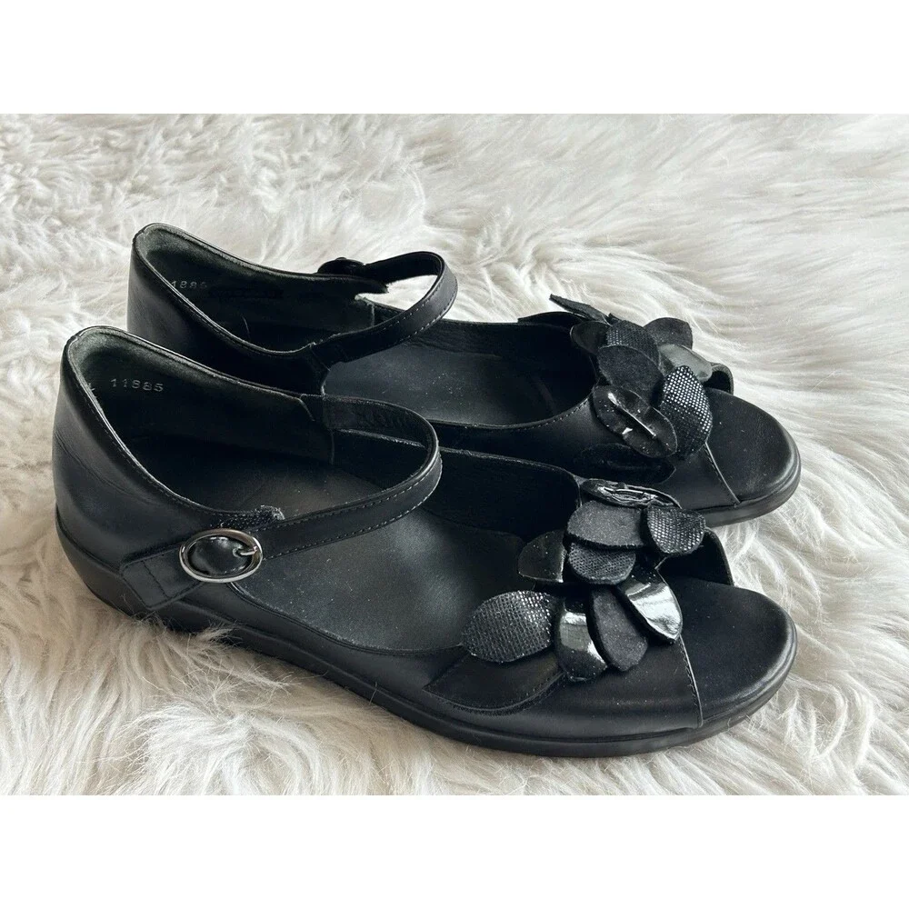 Ziera Petal Ditzy Mary Jane Flats Women’s 40 Black Leather Comfort Shoes
